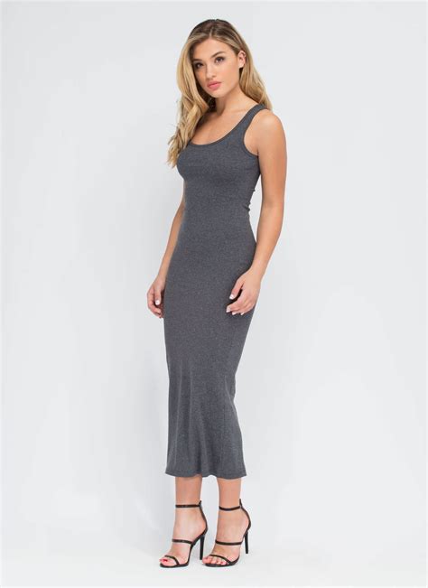 Bring On The Basic Ribbed Maxi Dress HGREY Ribbed Maxi Dress Dresses