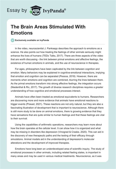 The Brain Areas Stimulated With Emotions - 370 Words | Essay Example