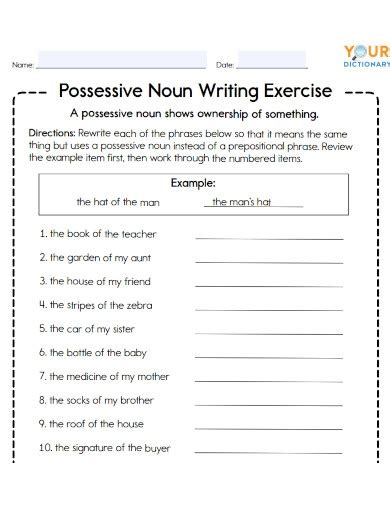 Possessive Noun 10 Examples Format How To Use Pdf