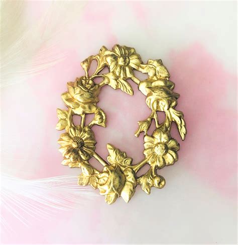 Brass Flower Wreath Frame Stamping Jewelry Ornament Findings Etsy