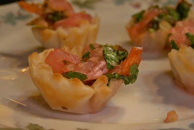 Stephan S Phyllo Tartlets With Spicy Cilantro Shrimp