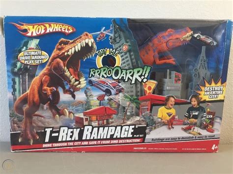 Hot Wheels T Rex Rampage Play Set Nib T Rex Roars Rare New Free Shipping