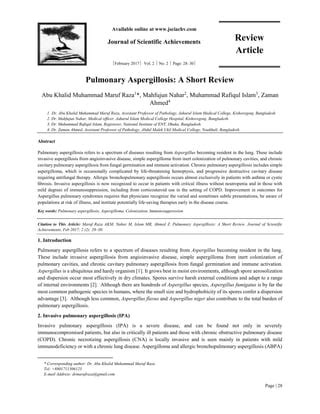 Pulmonary Aspergillosis J Sci Achv Feb Pdf