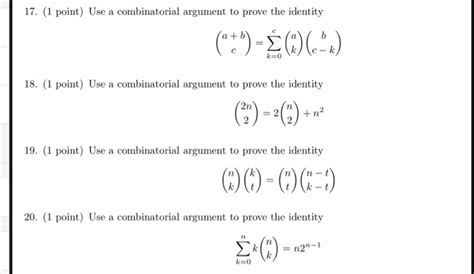 Solved Point Use A Combinatorial Argument To Prove Chegg