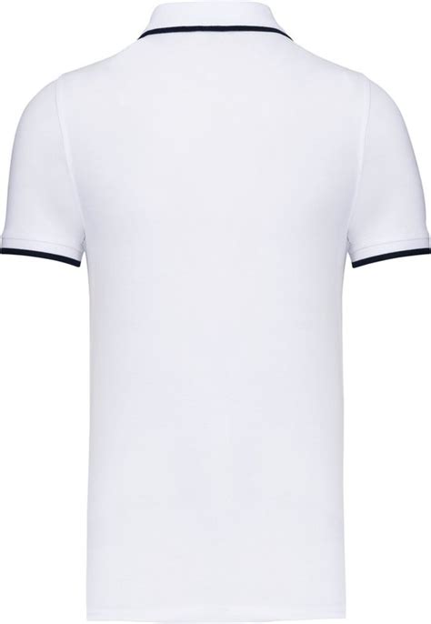 Polo Heren Xl Kariban Kraag Met Knopen Korte Mouw White Navy White