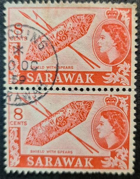 Malaya Sarawak 1955 1957 Queen Elizabeth II Local Motifs Low Value