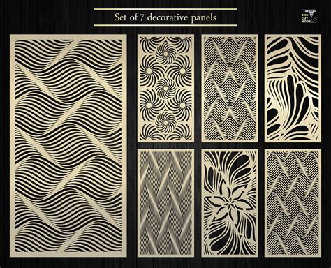 7 Vector Geometric Art Panels Dxf Ai Svg Dwg Eps Etsy