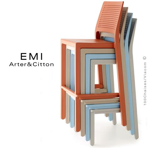 Tabouret De Bar Avec Dossier Emi Pour Ext Rieur Terrasse Et Jardin