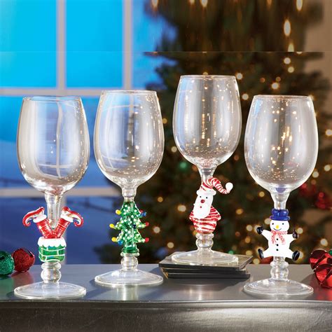 Christmas Wine Glasses - Set of 4 | Collections Etc.