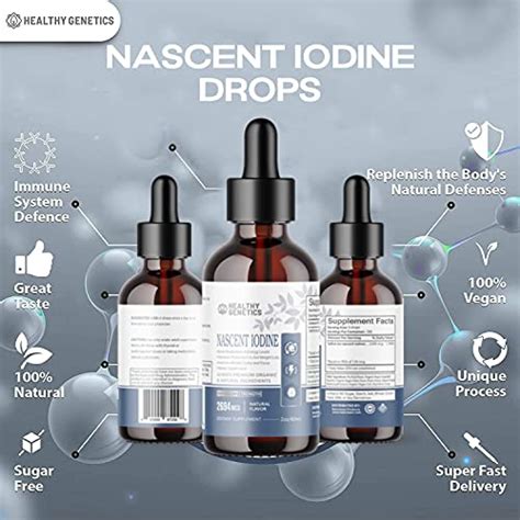 Organic Nascent Iodine Drops 2694mcg Liquid Iodine Supplement Potent