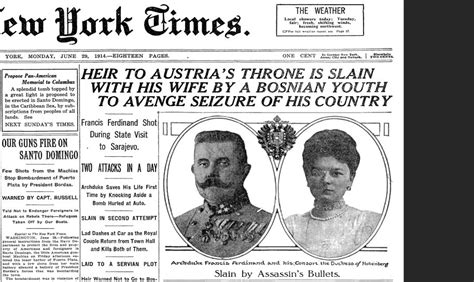 Archduke Franz Ferdinand Assassination Newspaper