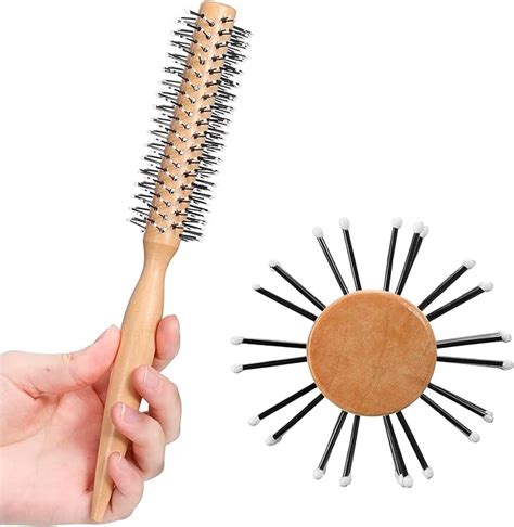 Wooden Round Hair Brush Wooden Handle Styling Brush Nylon Bristle Round