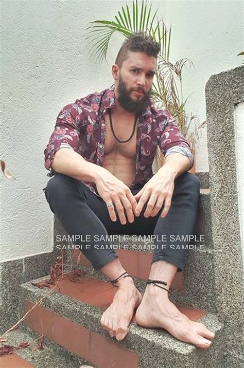 Matted Shirtless Photograph X Bf Handsome Bearded Barefoot Dude Male Gay Interest Etsy