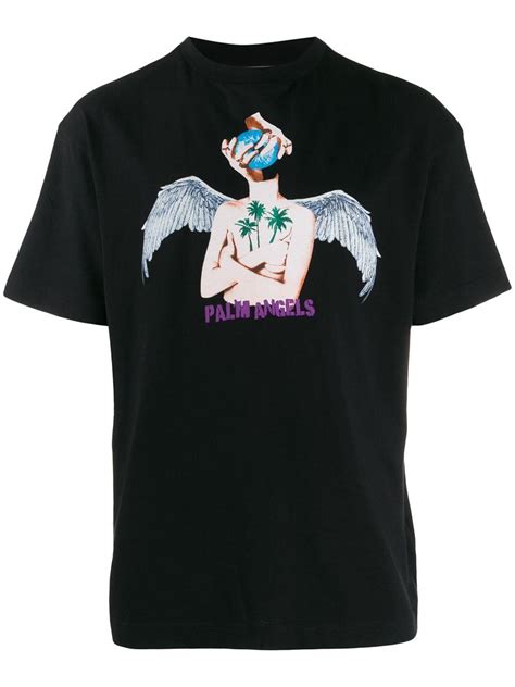 Palm Angels Cotton Angel T Shirt In Black For Men Save 49 Lyst