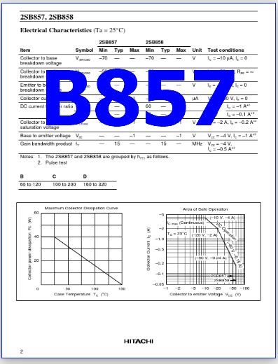 B857 PDF Datasheet 50V PNP Transistor 2SB857