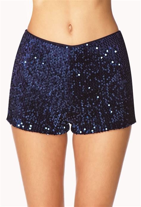 Forever 21 Highwaisted Sequined Shorts In Blue Navy Lyst