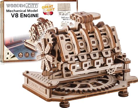 WOODEN CITY Puzzle 3D De Madera Para Construir V8 Engine Juguete