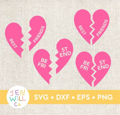 Best Friend Svg Valentines Day Svg Best Friend Necklace 90s Inspired Svg Clipart Broken Heart