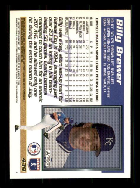 1995 Baseball Topps Billy Brewer Kansas City Royals 439 Ebay