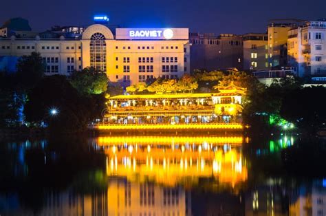 Night View of the Lake Side in Hoan Kiem Lake. Hoan Kiem Lake Meaning ...