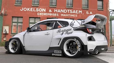 Toyota Gr Yaris With Rocket Bunny Kit Is A Ludicrously Wide Hot Hatch