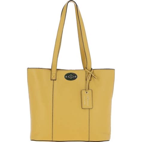 Real Leather Tote Bag Ochre Yellow