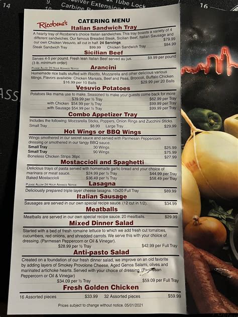 Menu At Ricobenes Pizzeria Chicago 252 W 26th St