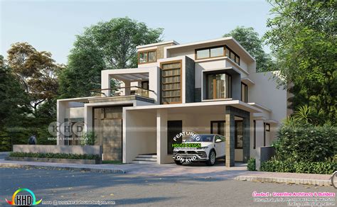 Sq Ft Contemporary Style Home Left Right And Top View Kerala