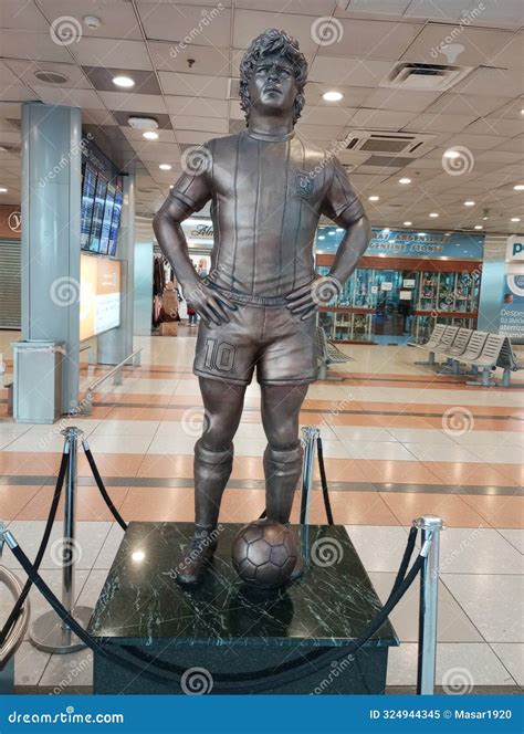Diego Armando Maradona S Statue at the Buenos Aires Airport Editorial