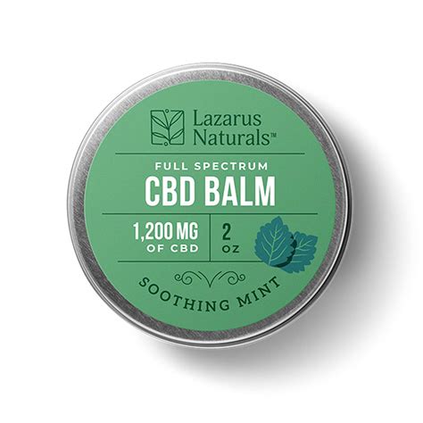 Lazarus Naturals Soothing Mint Full Spectrum Cbd Balm 2oz 1200mg Of