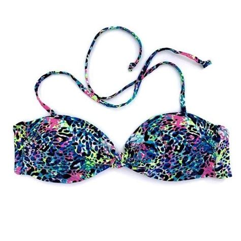 Primark Leopard Bikini Top Sz Cute Swimwear Removable Straps Pink Blue Black EBay