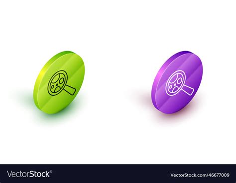 Isometric Line Microorganisms Under Magnifier Icon