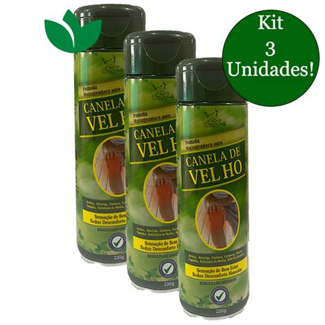 Kit 3 Unidades POMADA MASSAGEADORA CANELA DE VELHO 220g San Jully