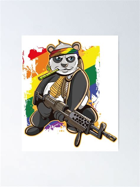 Póster Mes de la bandera del orgullo gay LGBT 2019 Bandera del arco iris Oso panda Gaymer
