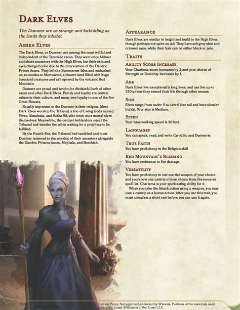 Races of Tamriel v1.0 for Dungeons & Dragons 5e! An Elder Scrolls D&D ...