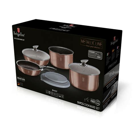 Berlinger Haus 9Pc Space Saving Cookware Set Pots Pans Induction Lids