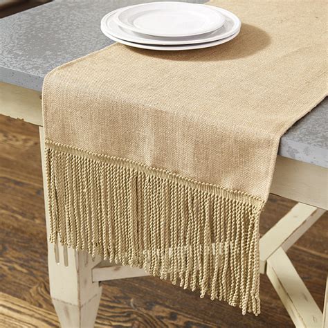 Fringed Burlap Table Runner Ballard Designs