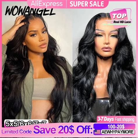 Wow Angel Glueless 250 Real Hd Lace Closure Wigs 7x7 6x6 5x5 Hd Closure Wig Body Wave Pre