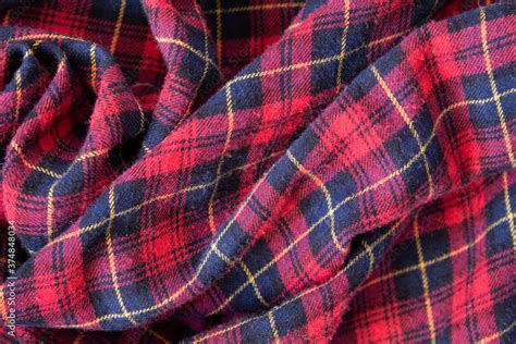 Plaid red flannel warm fabric texture Stock Photo | Adobe Stock