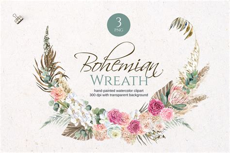 Boho Wreath Clipart Graphic By Elena Dorosh Art Creative Fabrica