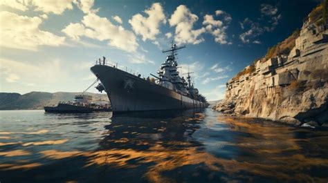 Premium AI Image | Closeup view of Us battleship USS Missouri