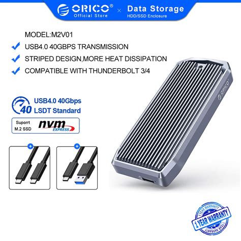 Orico M2 เคส Ssd 40gbps Nvme Enclosure M 2 เป็น Usb 4 0 Type C 4 0 Usb 3 0 Ssd อะแดปเตอร์