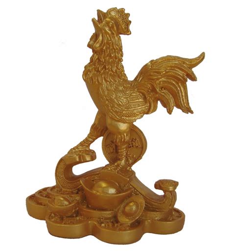 Golden Rooster Statue Stepping on Ru Yi and Coins - Walmart.com