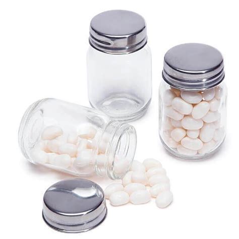 Mini Glass Favor Jars 2 75 Ounce Mason Jar With Silver Top 12 Piece Set Bestcandyshop