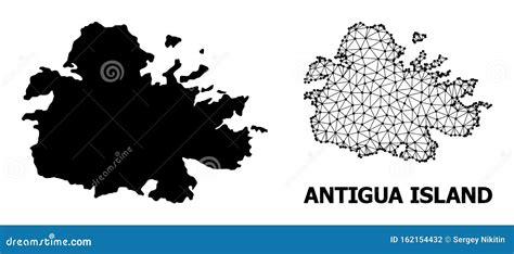 Solid And Network Map Of Antigua Island Vector Illustratie