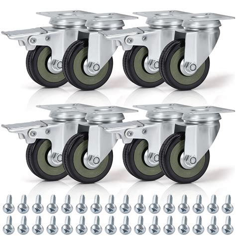 Buy Kurtzy Heavy Duty Black Swivel Castor Wheels 8 Pack 50mm