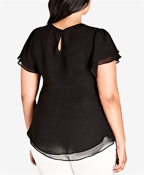 City Chic Trendy Plus Size Lace Trim Top Macy S