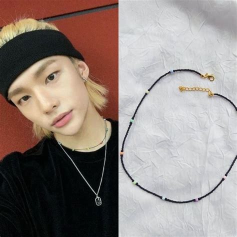 Beaded Necklace Choker Stray Kids Hyunjin Inspired Hwang Hyun Jin Kpop