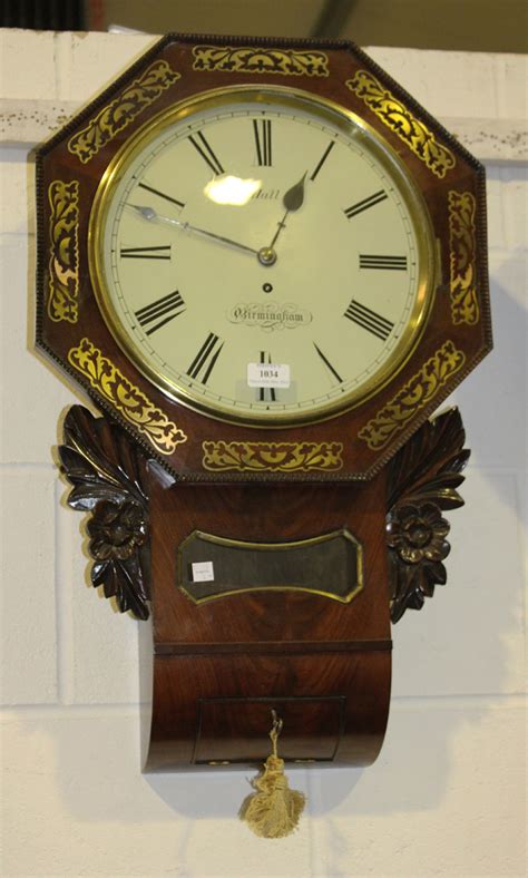 A William Iv Rosewood Drop Dial Wall Timepiece With Eight Day Fusee