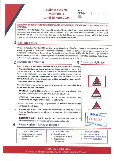 Bulletin D Alerte Vigipirate Posture Urgence Attentat Commune De